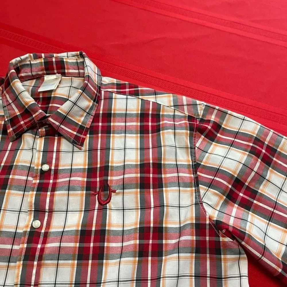 True Religion Men’s Plaid Pearl Snap Short Sleeve Button Up Shirt Size XXL